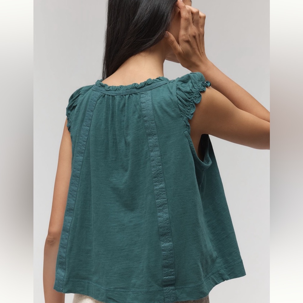 NWT Anthropologie Ruffle-Shoulder Swing Tank Top - Picture 2 of 4